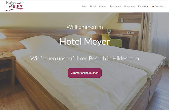 Website fuer Hotel Meyer in Hildesheim