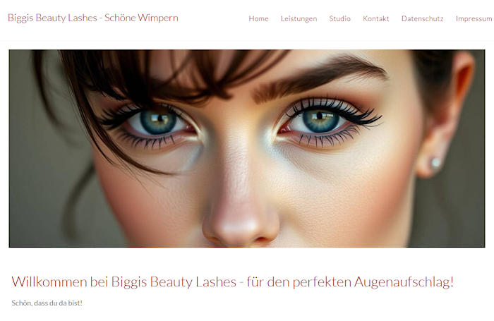 Website fuer Biggis Beauty Lashes - Schoene Wimpern