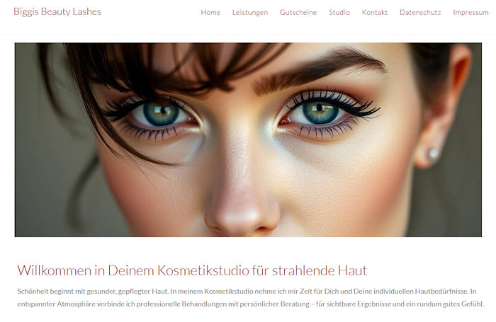Website fuer Biggis Beauty Lashes - Schoene Wimpern